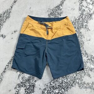 Stio Board Shorts Colorblock Blue Yellow Cargo Pocket Swim Surf Mens Size‎ 36